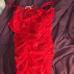 Red Ruffled Mesh lingerie